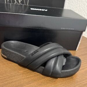 DKNY Black Crisscross Slide